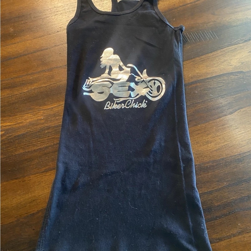 Zenana Outfitters Black Racer Back Tank Womens Size Small Sexy Biker Chick